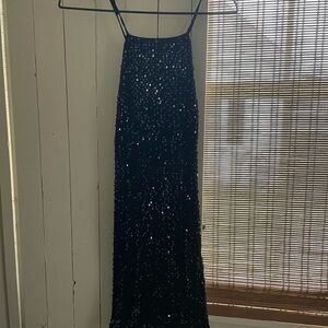 Express Black Sequin Evening Dress